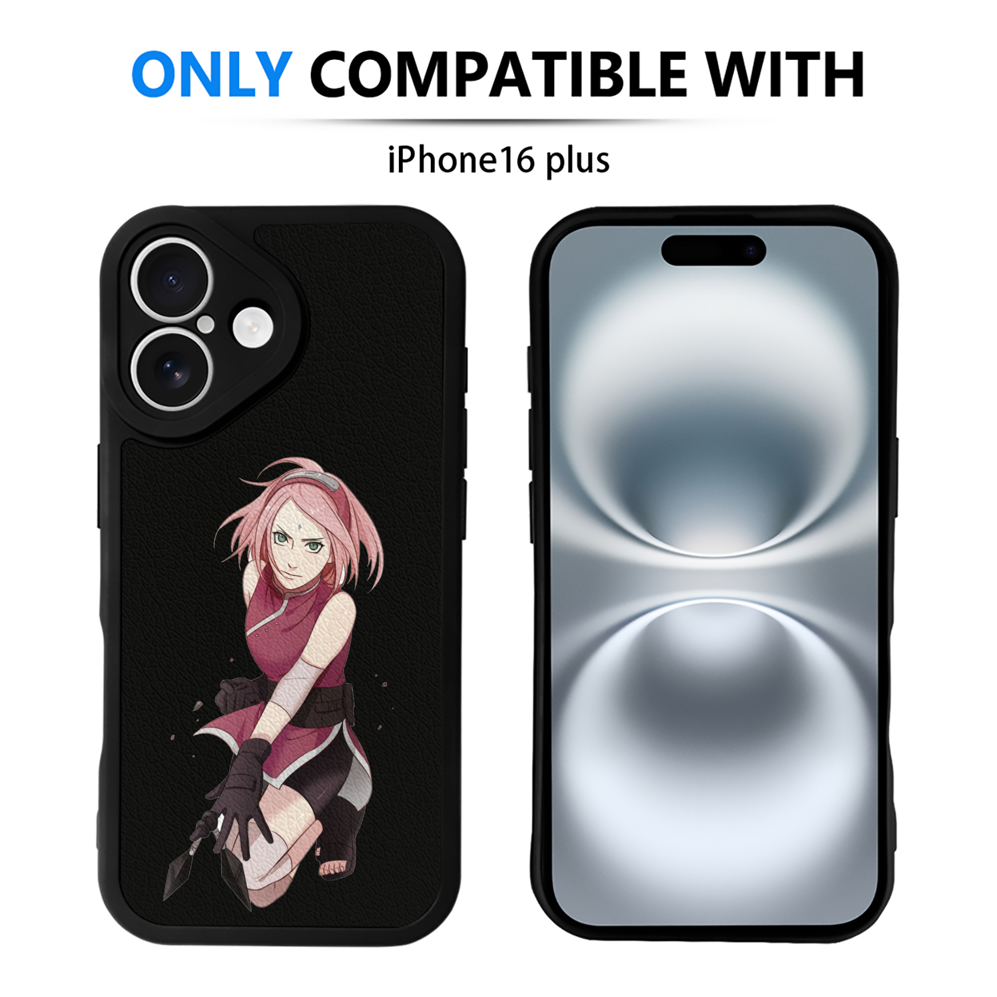 （画像用） NARUTO -ナルト- 春野サクラ Haruno Sakura 【iPhone 16シリーズ対応】シリコンスマホケース（レザー調） 材質：シリコン